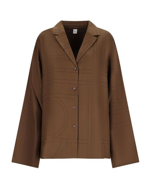Totême Brown Loose Printed Shirt