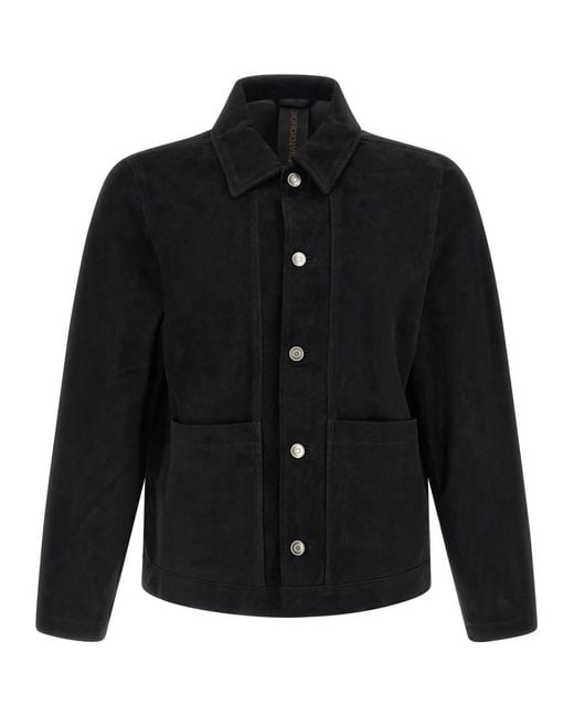 Giorgio Brato Black Solid Shirt Collar Jacket for men