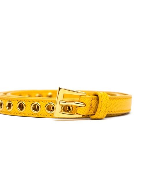 Prada Yellow Eyelets Buckle Belt