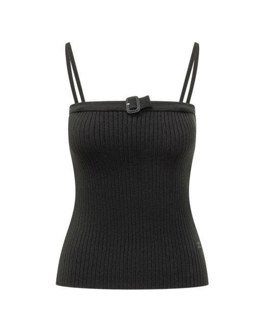 Courreges Black Ribbed Tank Top