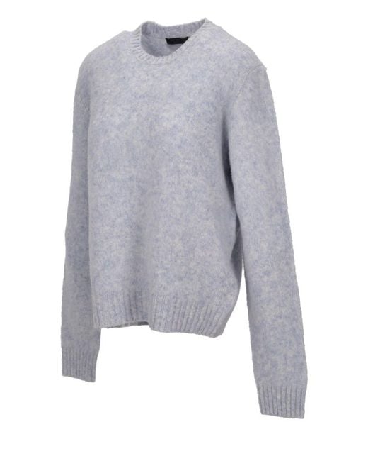 Prada Gray Wool Crew-Neck Sweater for men