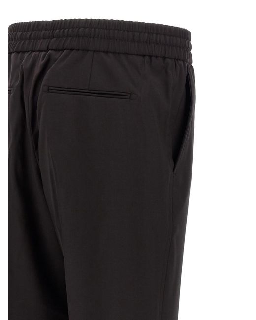Brioni Black Straight Drawstring Pants for men