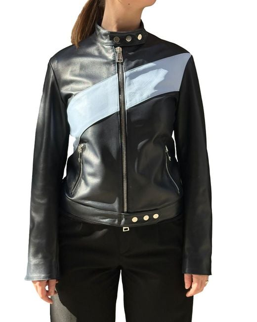 LA ROSE Black Leather Bomber Jacket