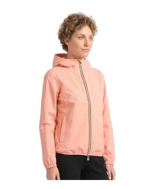 K-Way Pink Solid Hood Jacket