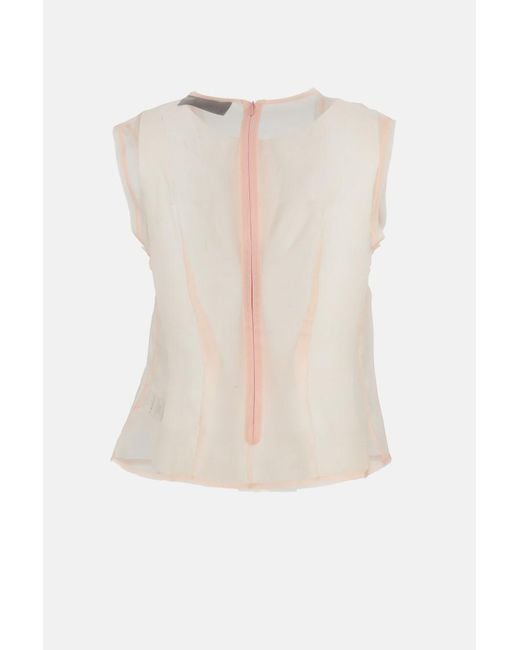 Simone Rocha Natural Sheer Frayed Contour Dart Top