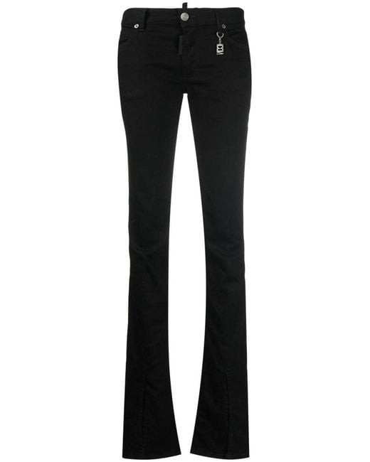 DSquared² Black Split-Cuff Flared Jeans