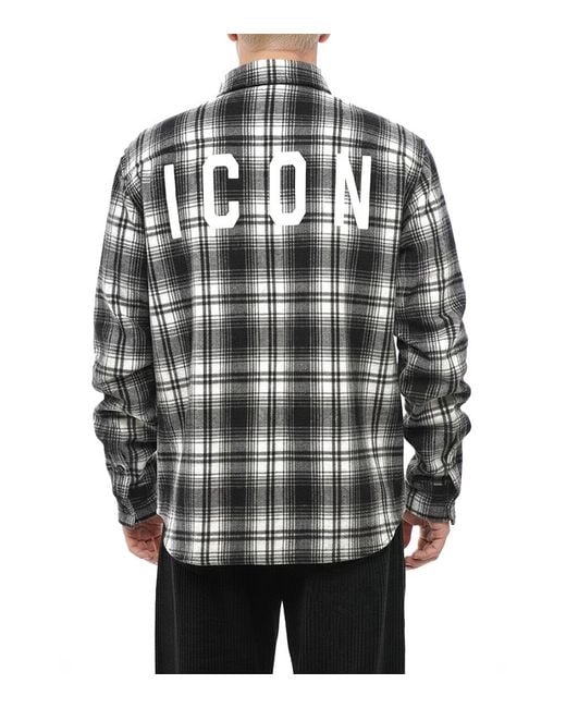DSquared² Gray Regular Check Shirt for men