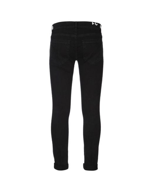 Dondup Black Solid Skinny Jeans for men