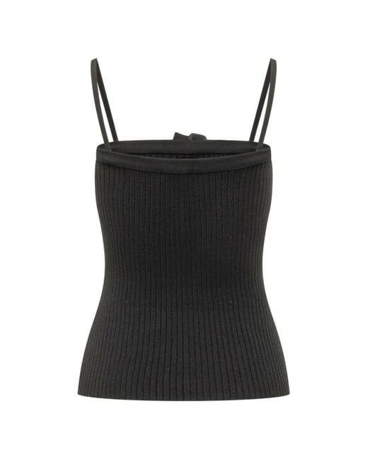 Courreges Black Ribbed Tank Top