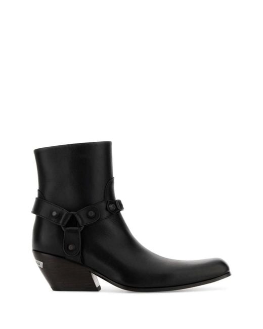 Balenciaga Black Solid Square Toe Boots
