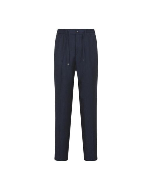 Etro Blue Solid Drawstring Trousers for men