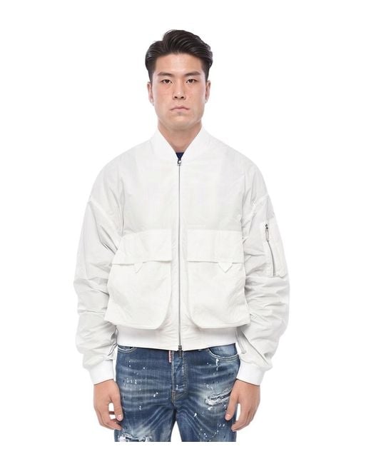 DSquared² White Solid Bomber Jacket for men