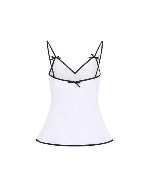 Moschino White Solid V Neck Top