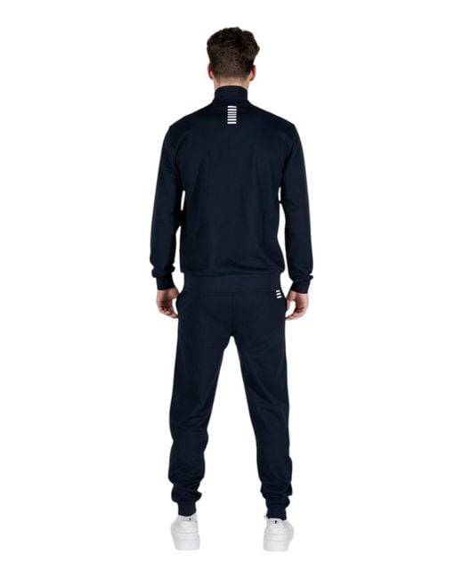 EA7 Blue Cotton Solid Tracksuit for men