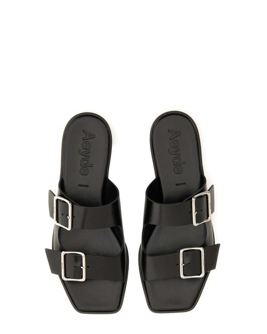 Aeyde Black Solid Sandals