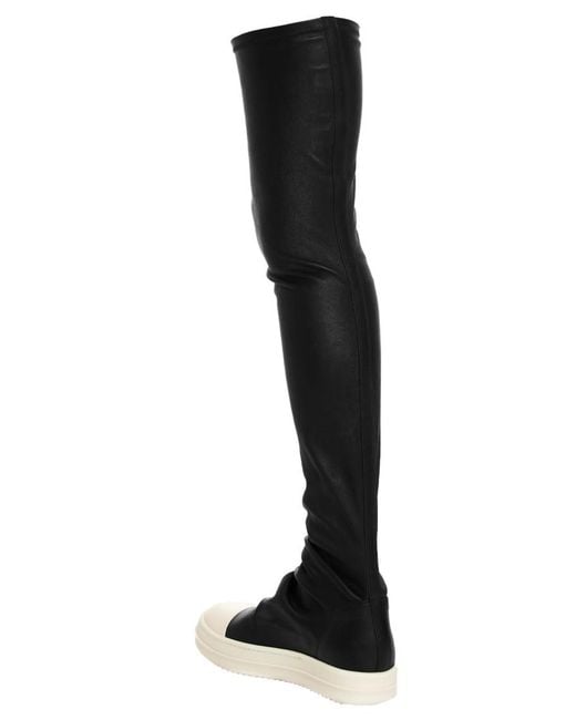 Rick Owens Black Solid High Stocking Sneaks Boots