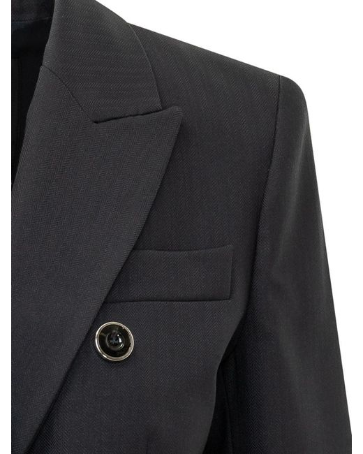 Pinko Black Solid Notched Lapel Blazer