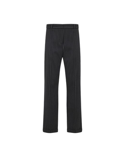 Tom Ford Black Stripes Flat Front Pants
