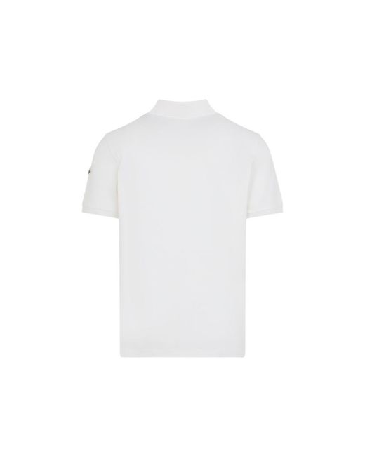 Moncler White Solid Shirt Collar Polo for men