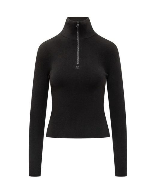 Courreges Black Solid Turtle Neck Sweater