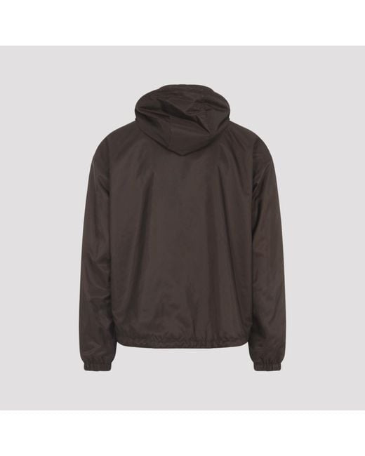 Prada Brown Hooded Ziip-Front Jacket for men