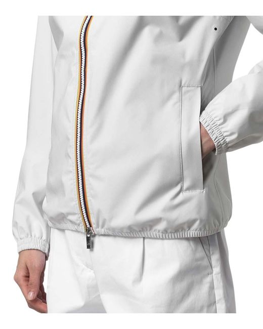 K-Way White Solid Hood Jacket