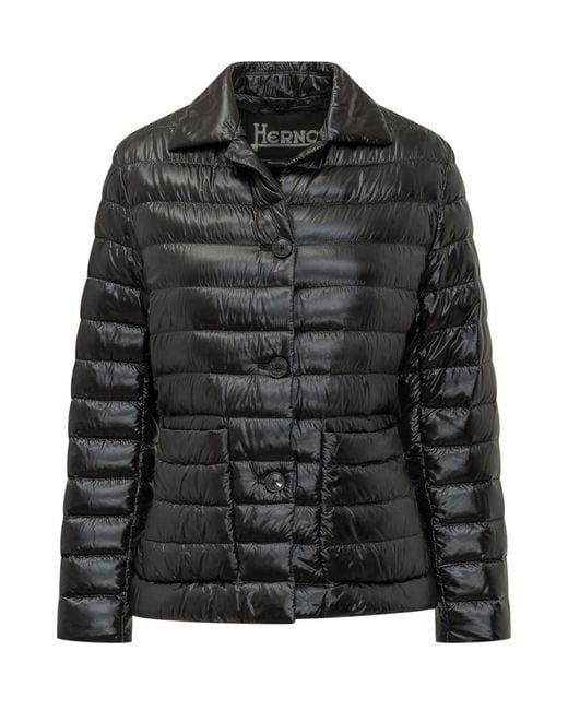 Herno Black Stylish Down Jacket With Neck Shirt