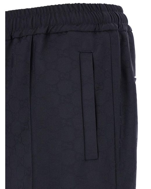 Gucci Blue Jacquard Drawstring Tapered Trousers for men