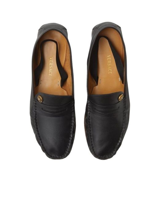 Versace Black Leather Loafer for men