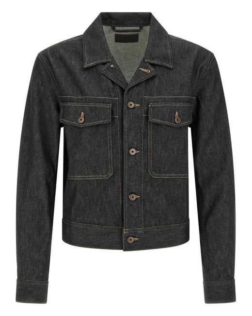 Lemaire Black Solid Shirt Collar Jacket for men