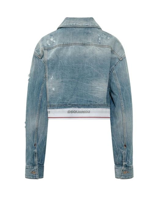DSquared² Blue Mini Short Jacket With Buttoned Pockets