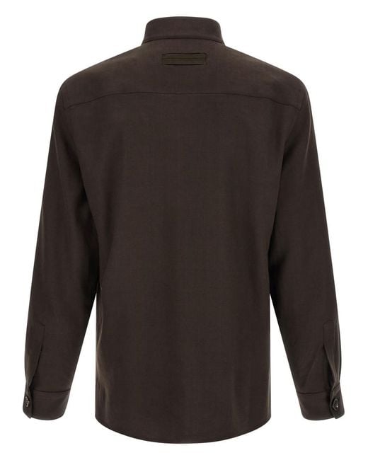Zegna Gray Regular Solid Shirt for men