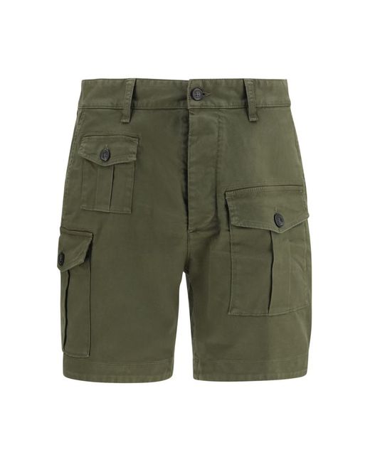 DSquared² Green Solid Cargo Shorts for men