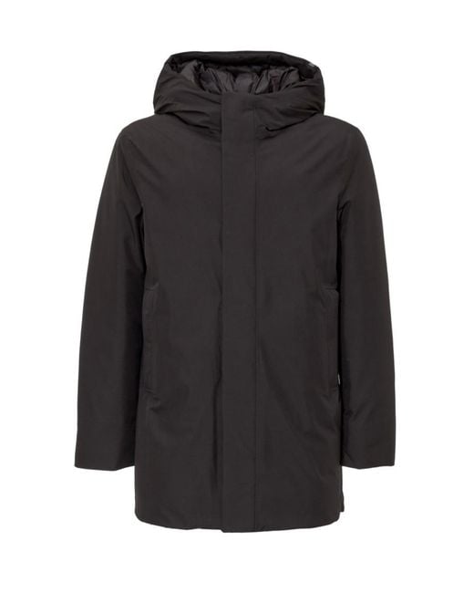 Woolrich Black Solid Hood Jacket for men