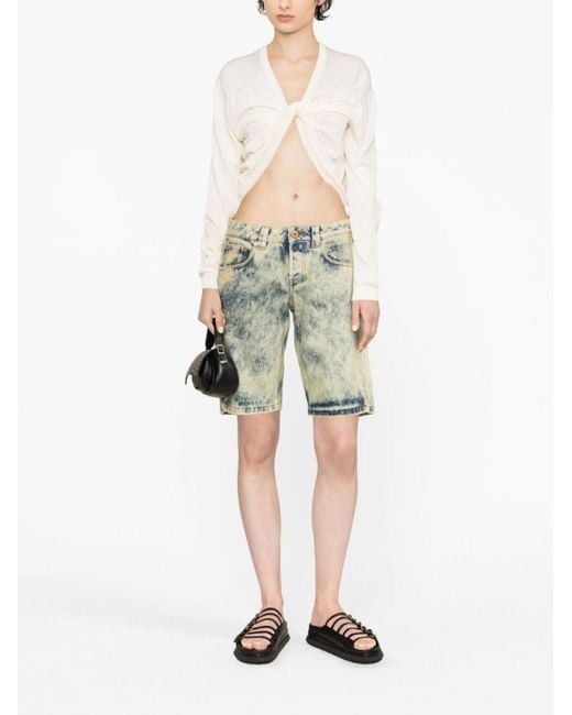 VAQUERA Gray Denim Split Shorts