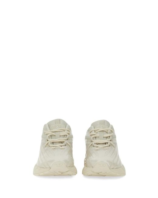 DIESEL White Streamlined Light Sneakers