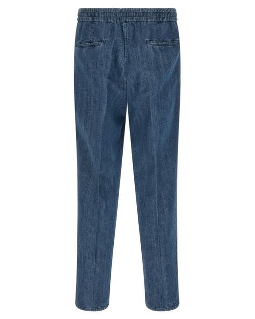 Brunello Cucinelli Blue Relaxed Drawstring Pants for men