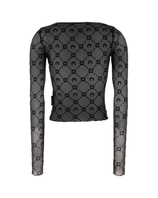 MARINE SERRE Black Stretch Nylon Top