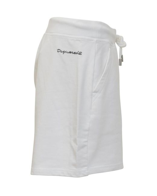DSquared² White Solid Shorts