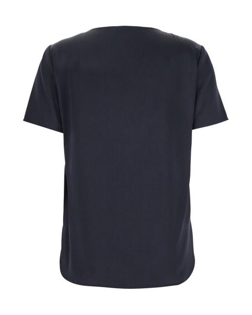Max Mara Blue Solid Crew Neck Top