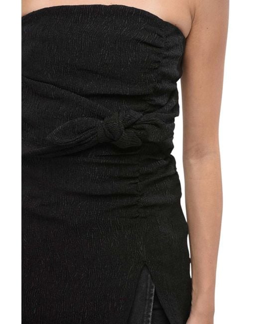 Ganni Black Solid Strapless Top