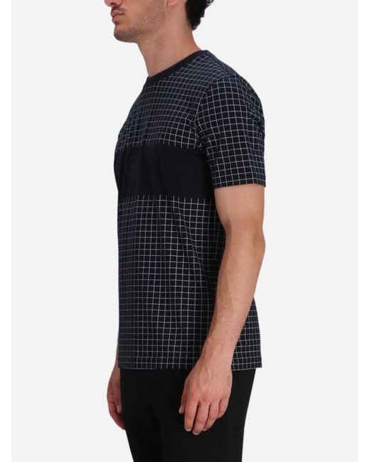 Boss Black Crewneck Checked T-Shirt for men