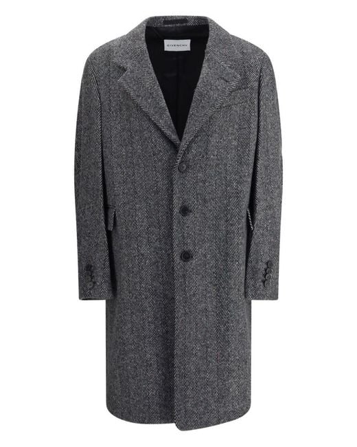 Givenchy Gray Notched Lapel Coat for men