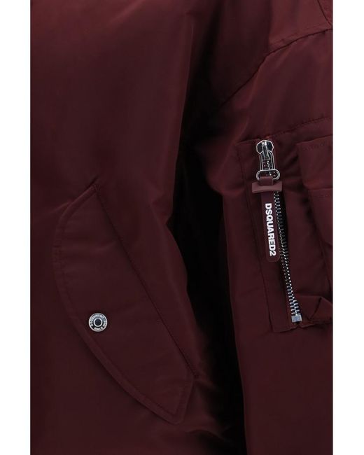 DSquared² Red Relaxed Bomber Jacket for men
