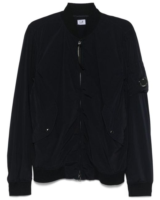 C P Company Black Logo Bomber Jacket for men