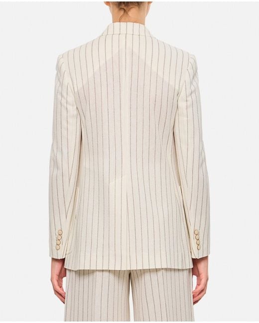 Max Mara White Vertical Striped Tailored Jacket