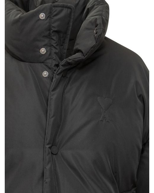 AMI Black Solid Mock Collar Jacket for men