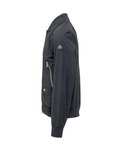 Moose Knuckles Blue Solid Mock Collar Jacket for men