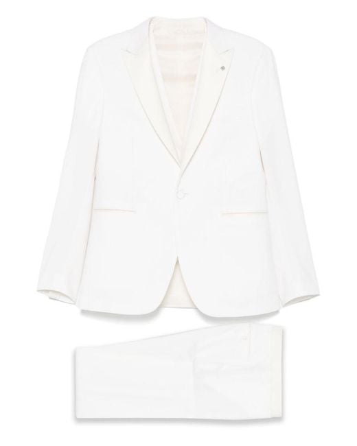 Tagliatore White Cream Virgin Wool Single Breasted Suit for men