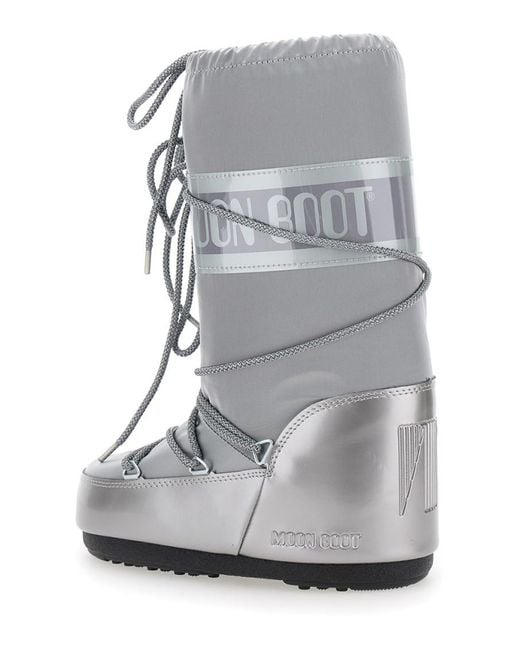 Moon Boot Gray Logo Boots
